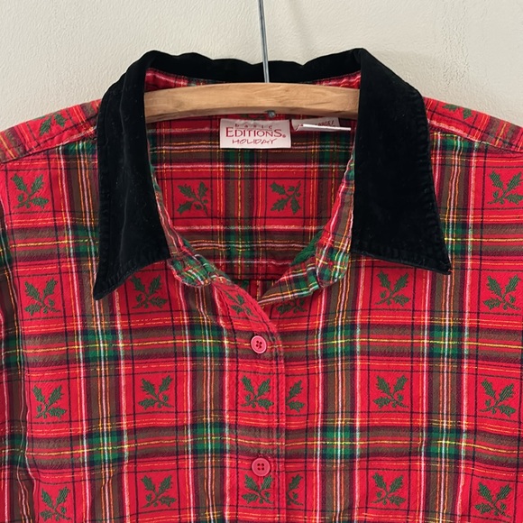 Vintage Basic Editions Holiday women’s plaid top - Picture 2 of 5
